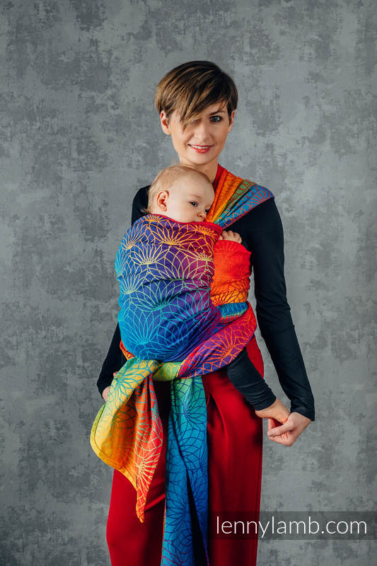 Żakardowa chusta do noszenia dzieci, bawełna - TĘCZOWY LOTOS - rozmiar M (drugi gatunek) #babywearing