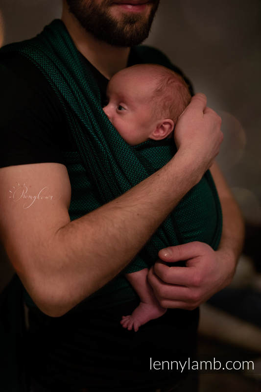 Baby sling for babies with low birthweight, Herringbone Weave, 100% cotton - EMERALD - size S #babywearing