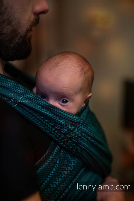 Tragetuch für Kinder mit niedrigem Geburtsgewicht, Fischgrätmuster (100% Baumwolle) -  EMERALD - Größe S #babywearing