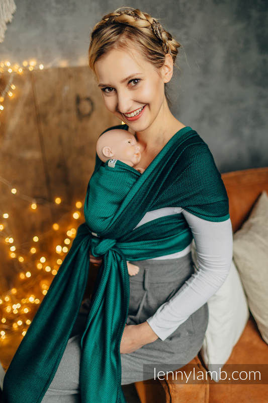 Baby sling for babies with low birthweight, Herringbone Weave, 100% cotton - EMERALD - size XL #babywearing