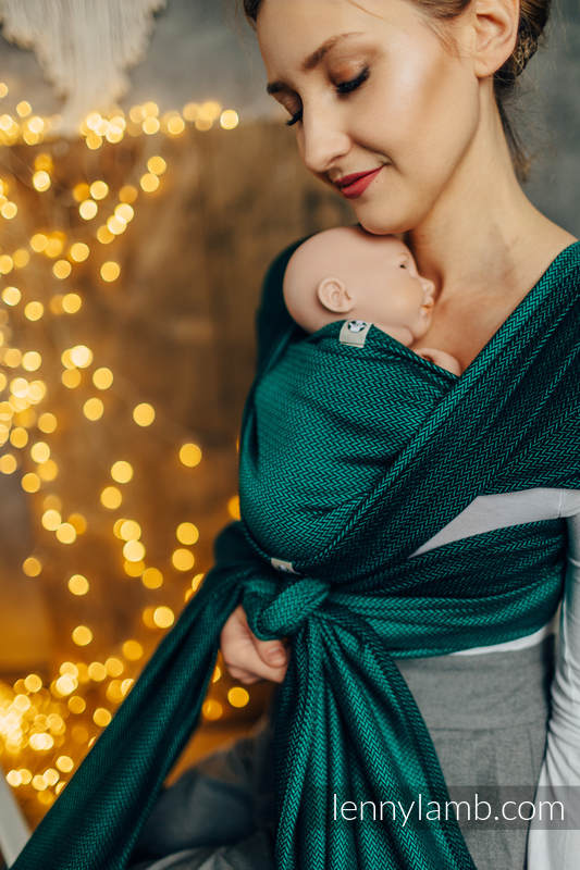Baby sling for babies with low birthweight, Herringbone Weave, 100% cotton - EMERALD - size S (grade B) #babywearing