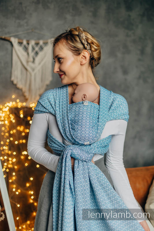 Baby sling for babies with low birthweight, Jacquard Weave, 100% cotton - LITTLELOVE - SKY BLUE - size L #babywearing