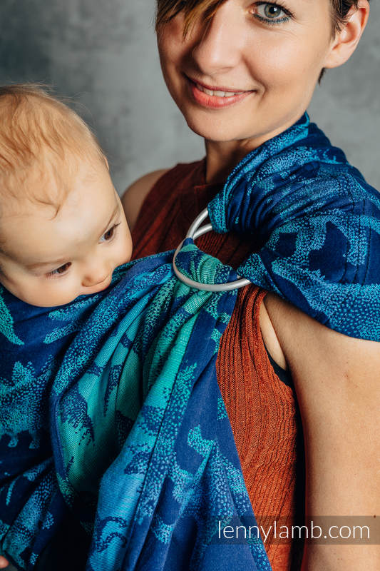Żakardowa chusta kółkowa do noszenia dzieci, 100% bawełna, ramię bez zakładek - PARK JURAJSKI - EWOLUCJA - standard 1.8m (drugi gatunek) #babywearing