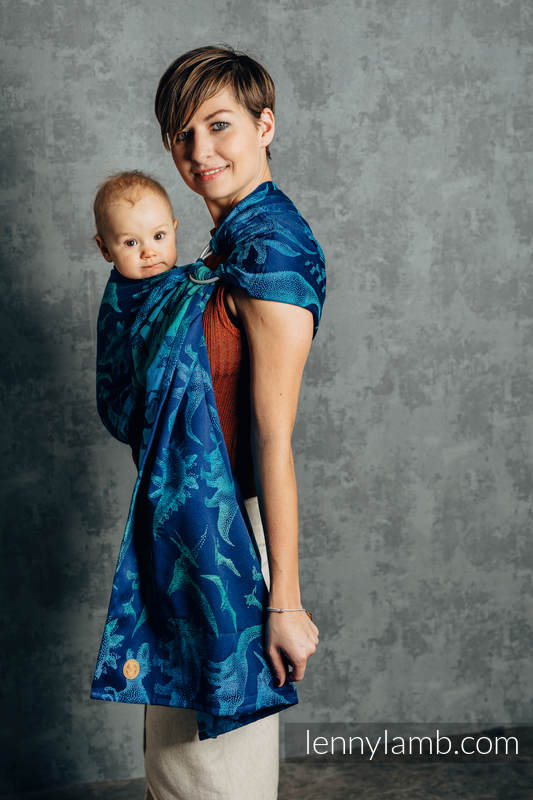 Żakardowa chusta kółkowa do noszenia dzieci, 100% bawełna, ramię bez zakładek - PARK JURAJSKI - EWOLUCJA - standard 1.8m #babywearing