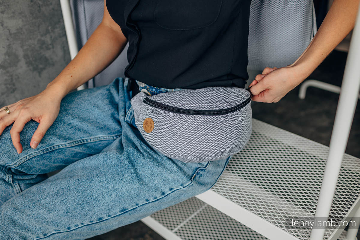 Waist Bag made of woven fabric, (100% cotton) - LITTLE HERRINGBONE GREY  #babywearing