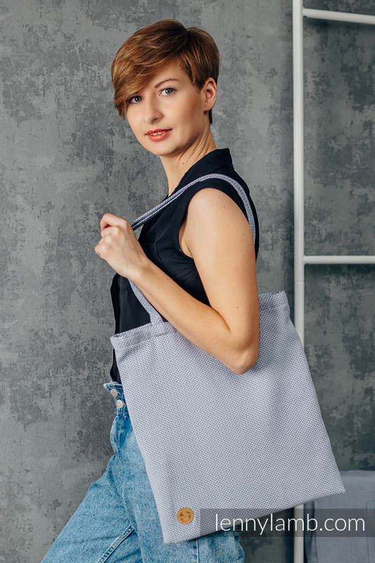 Einkaufstasche, hergestellt vom gewebten Stoff (100% Baumwolle) - LITTLE HERRINGBONE GRAU  #babywearing