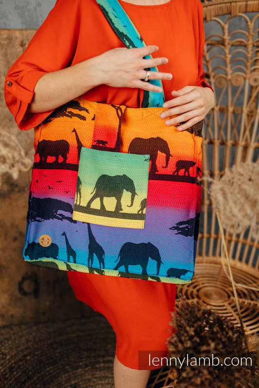Shoulder bag made of wrap fabric (100% cotton) - RAINBOW SAFARI 2.0 - standard size 37cmx37cm #babywearing