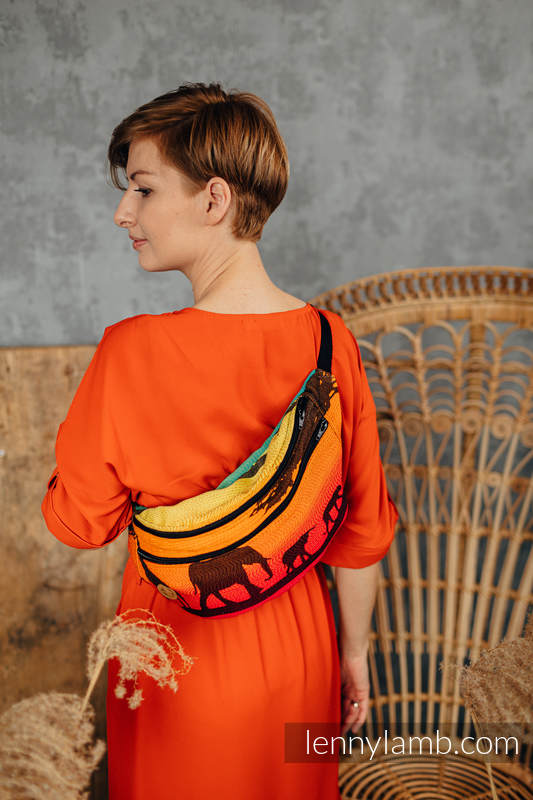 Waist Bag made of woven fabric, size large (100% cotton) - RAINBOW SAFARI 2.0 #babywearing