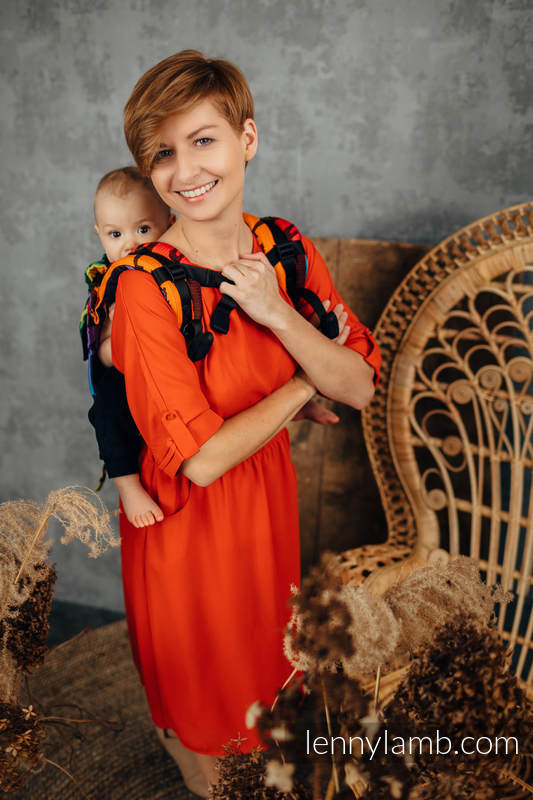 Nosidło Klamrowe ONBUHIMO z tkaniny żakardowej (100% bawełna), rozmiar Standard - TĘCZOWE SAFARI 2.0 #babywearing