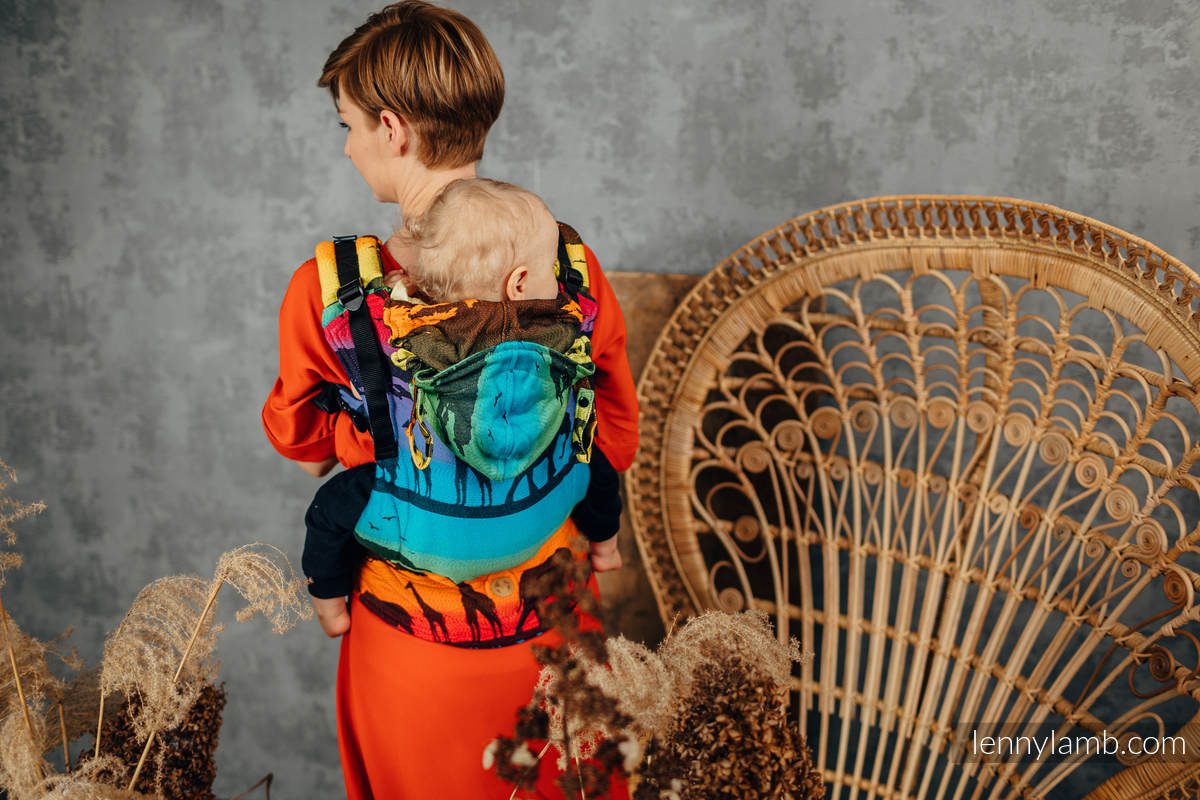 LennyGo Ergonomic Carrier, Baby Size, jacquard weave 100% cotton - RAINBOW SAFARI 2.0 #babywearing