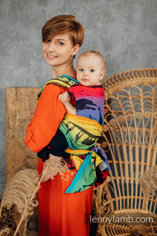 LennyHybrid Half Buckle Carrier, Standard Size, jacquard weave 100% cotton - RAINBOW SAFARI 2.0 #babywearing