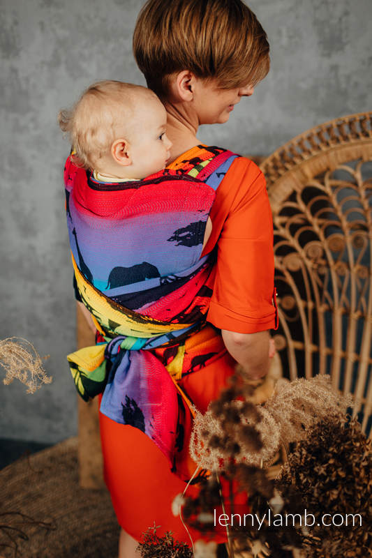 Porte-bébé LennyHybrid Half Buclke, taille standard, jacquard, 100% coton - RAINBOW SAFARI 2.0 #babywearing