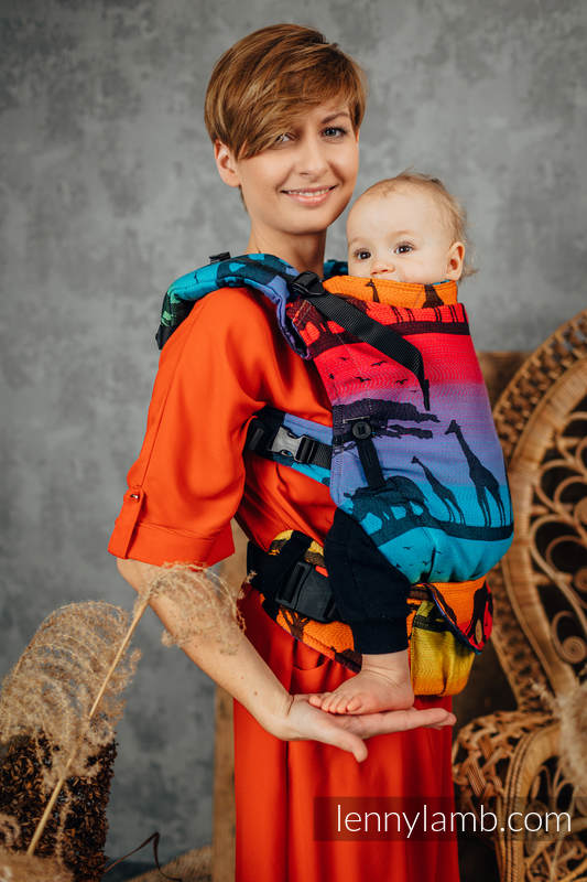 Porte-bébé LennyUpGrade, taille standard, jacquard, 100% coton - RAINBOW SAFARI 2.0  #babywearing