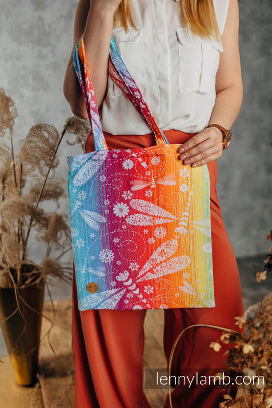 Shopping bag made of wrap fabric (100% cotton) - DRAGONFLY RAINBOW (grade B) #babywearing