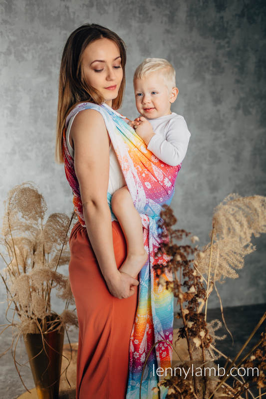 Żakardowa chusta do noszenia dzieci, bawełna - WAŻKI TĘCZOWE - rozmiar XL #babywearing