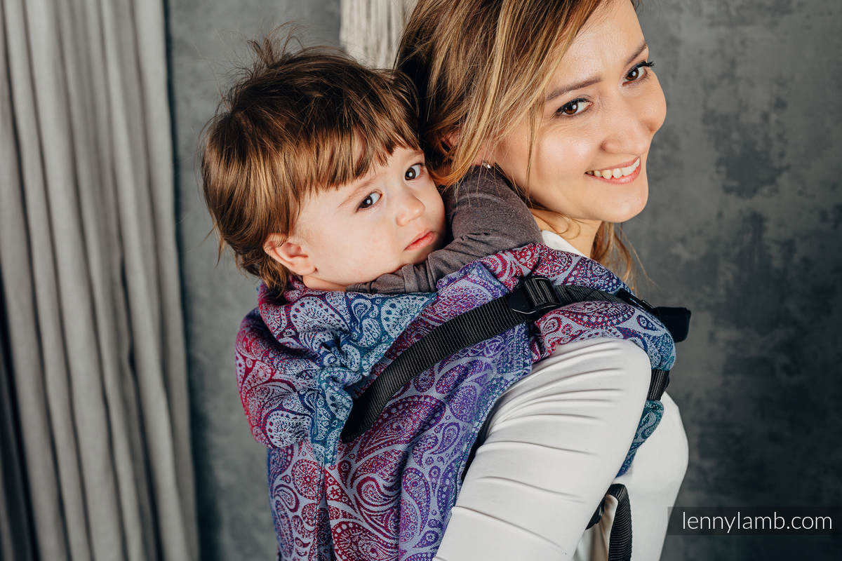 Nosidło Klamrowe ONBUHIMO z tkaniny żakardowej (100% bawełna), rozmiar Toddler - PAISLEY - KINGDOM  #babywearing