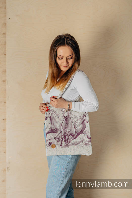 Shopping bag made of wrap fabric (78% cotton 22% silk) - GALLOP - RACE #babywearing