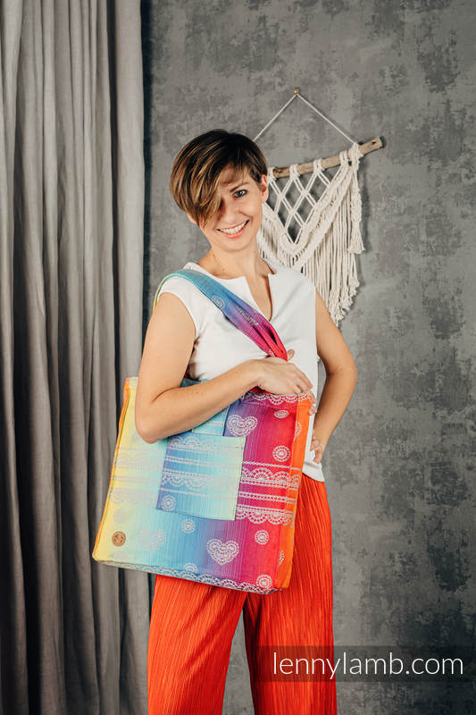 Shoulder bag made of wrap fabric (100% cotton) - RAINBOW LACE SILVER - standard size 37cmx37cm #babywearing