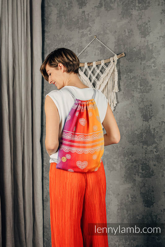 Sackpack made of wrap fabric (100% cotton) - RAINBOW LACE SILVER - standard size 32cmx43cm #babywearing