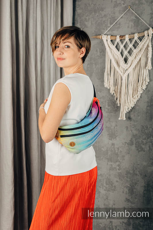 Waist Bag made of woven fabric, size large (100% cotton) - RAINBOW LACE SILVER  #babywearing