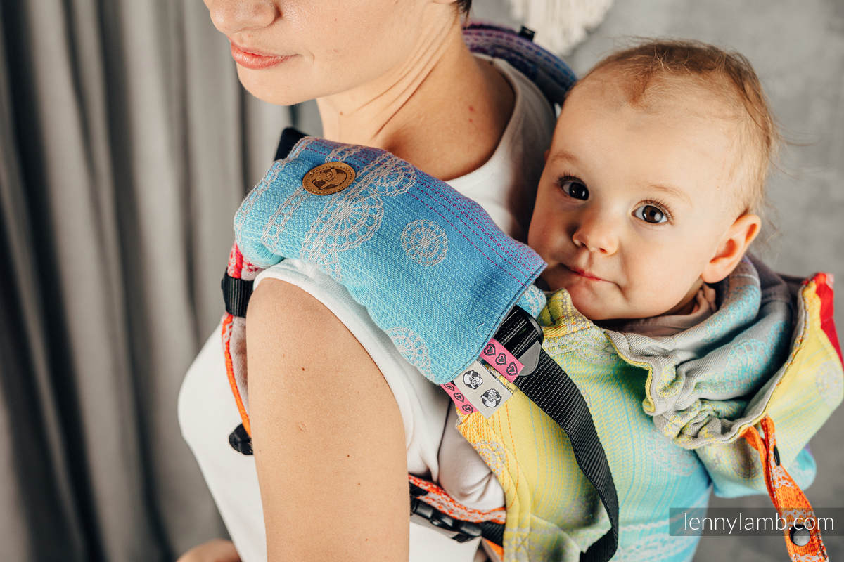 Drool Pads & Reach Straps Set, (60% cotton, 40% polyester) - RAINBOW LACE SILVER #babywearing