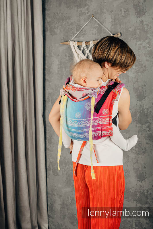 Lenny Buckle Onbuhimo baby carrier, toddler size, jacquard weave (100% cotton) - RAINBOW LACE SILVER  #babywearing