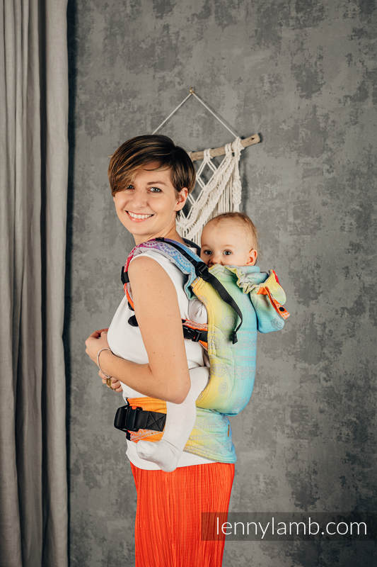 LennyGo Porte-bébé ergonomique, taille toddler, jacquard 100 % coton, RAINBOW LACE SILVER   #babywearing