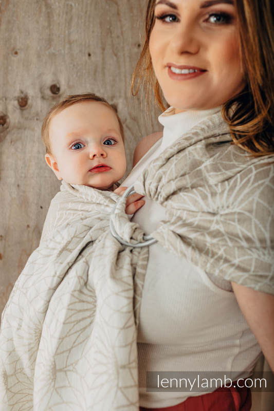 Bandolera de anillas, tejido Jacquard (100% lino) - con plegado simple - LOTUS - NATURAL - long 2.1m #babywearing