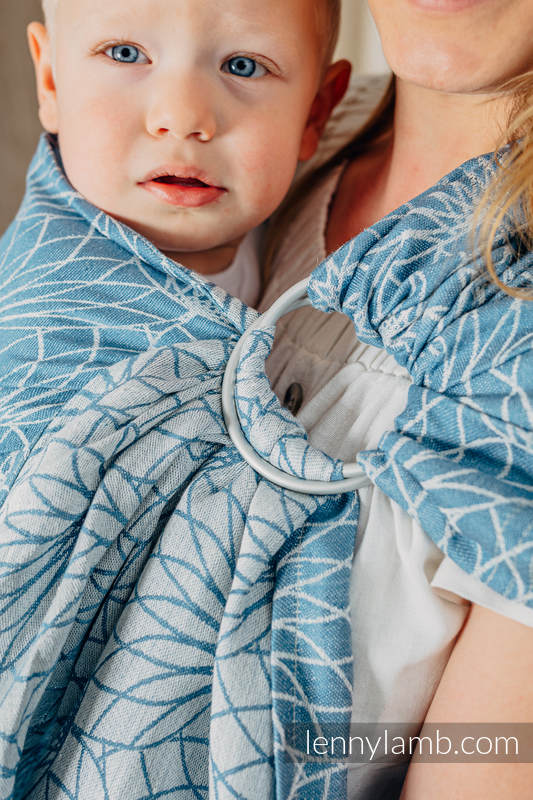 Bandolera de anillas, tejido Jacquard (100% lino) - LOTUS - BLUE - standard 1.8m #babywearing