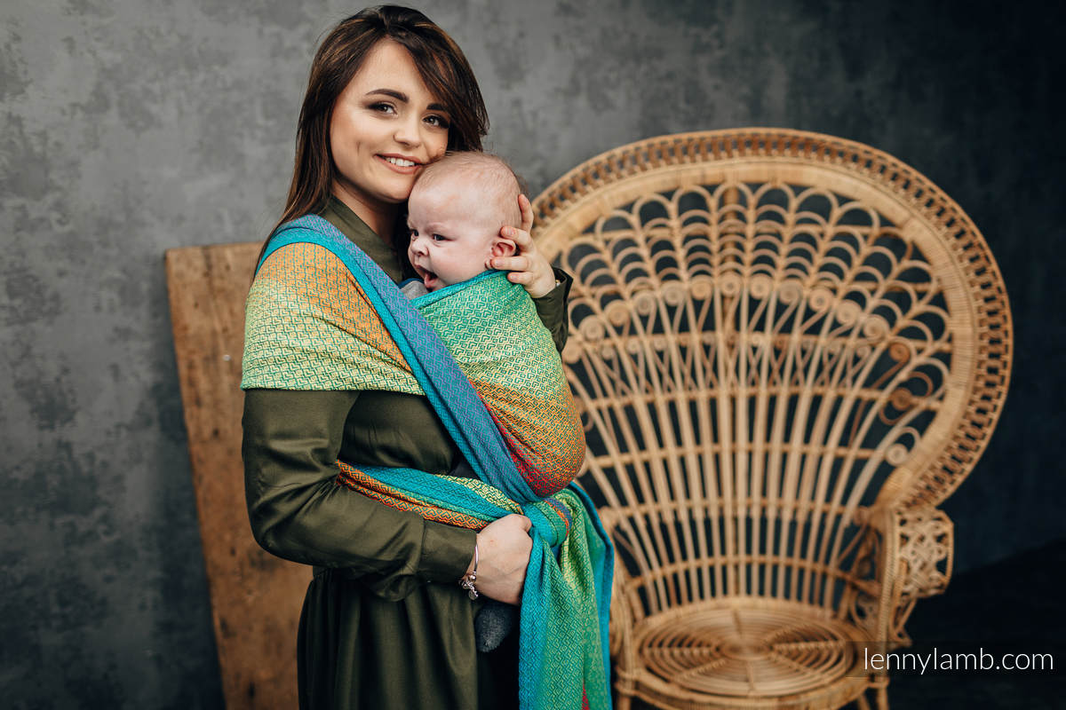 Tragetuch, Jacquardwebung (100% Baumwolle) - LITTLE LOVE JUNGLE - Größe M (grad B) #babywearing