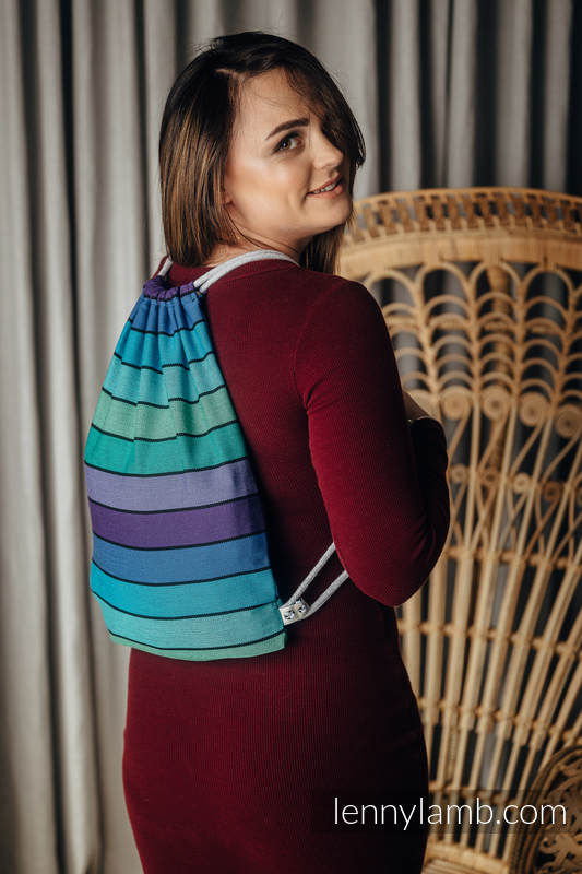 Sac à cordons en retailles d’écharpes (100 % coton) - PROMENADE - taille standard 32cm x 43cm #babywearing