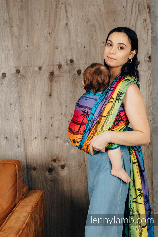 Żakardowa chusta do noszenia dzieci, bawełna - TĘCZOWA WYSPA - rozmiar L #babywearing