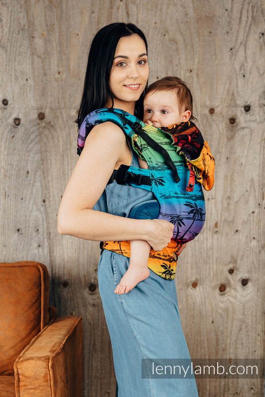 LennyGo Mochila ergonómica, talla toddler, jacquard 100% algodón - RAINBOW ISLAND  #babywearing