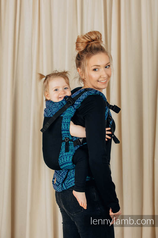 Porte-bébé en maille LennyUpGrade, taille standard, jacquard (75% coton, 25% polyester) - PEACOCK'S TAIL - PROVANCE #babywearing