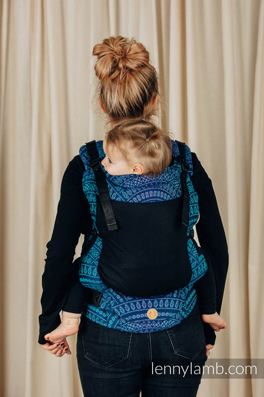 Porte-bébé en maille LennyUpGrade, taille standard, jacquard (75% coton, 25% polyester) - PEACOCK'S TAIL - PROVANCE #babywearing