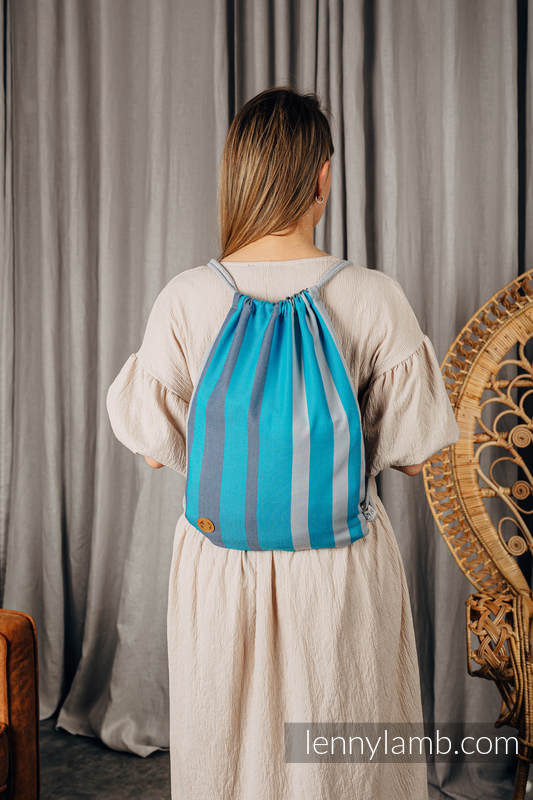 Mochila portaobjetos hecha de tejido de fular (100% algodón) - MISTY MORNING - talla estándar 32cmx43cm (grado B) #babywearing