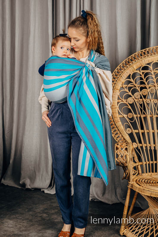 Sling, sergé brisé,  épaule sans plis (100 % coton) - MISTY MORNING - standard 1.8m #babywearing