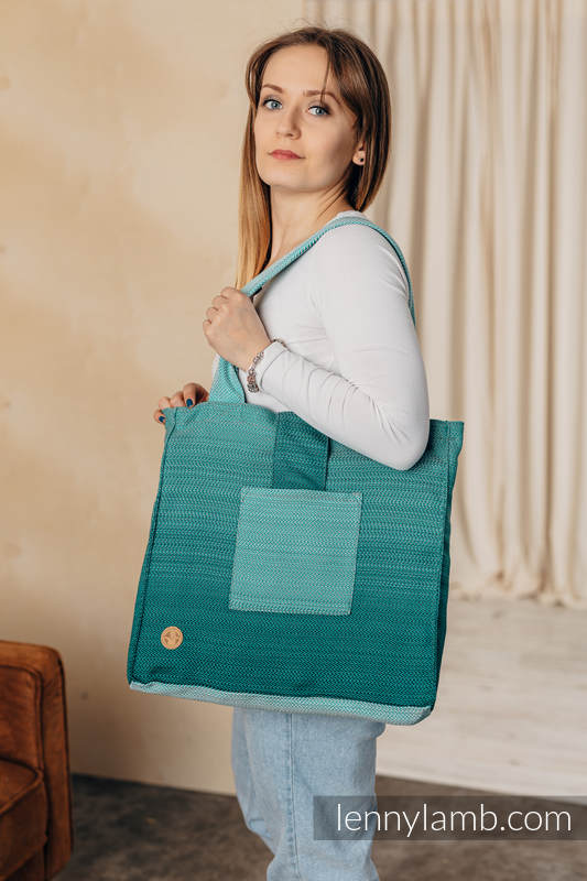 Shoulder bag made of wrap fabric (100% cotton) - LITTLE HERRINGBONE OMBRE GREEN - standard size 37cmx37cm #babywearing