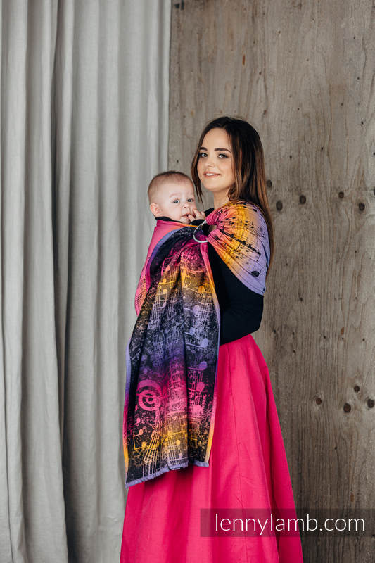 Ringsling, Jacquard Weave (100% cotton), with gathered shoulder - SYMPHONY - FRIENDS - standard 1.8m #babywearing