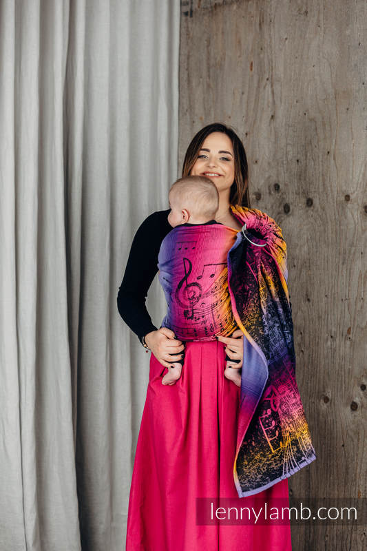 Ringsling, Jacquard Weave (100% cotton), with gathered shoulder - SYMPHONY - FRIENDS - standard 1.8m #babywearing