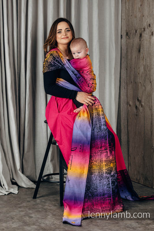 Żakardowa chusta do noszenia dzieci, bawełna - SYMFONIA - FRIENDS - rozmiar S #babywearing