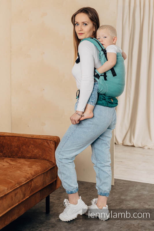 Porte-bébé LennyUpGrade, taille standard, tissage herringbone, 100% coton - LITTLE HERRINGBONE OMBRE GREEN  #babywearing