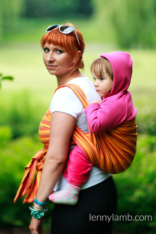 Chusta do noszenia dzieci, tkana splotem skośno-krzyżowym, bawełna - Pomarańczowy Koktail - rozmiar M #babywearing