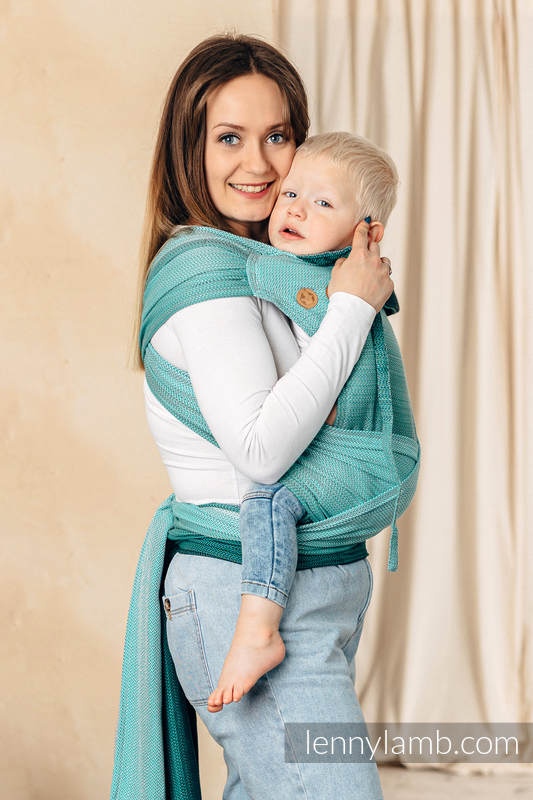 WRAP-TAI toddler avec capuche, d’écharpes / 100 % coton / LITTLE HERRINGBONE OMBRE GREEN  #babywearing