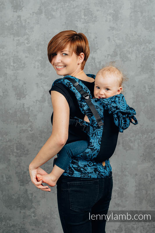 LennyGo Porte-bébé en maille ergonomique, taille bébé, jacquard  86 % coton, 14% polyester - CLOCKWORK PERPETUUM #babywearing