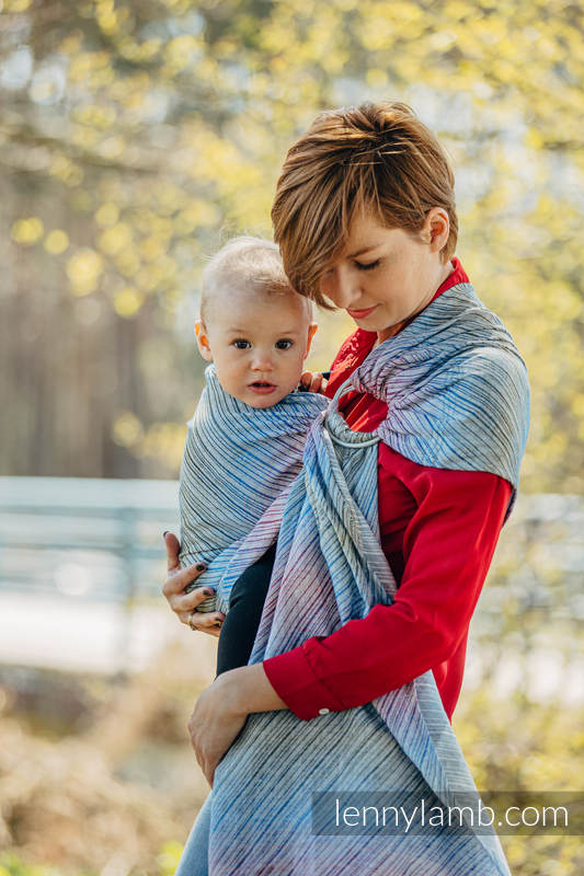 Ringsling, Jacquard Weave, with gathered shoulder (100% linen) - TERRA - HUMMING - standard 1.8m #babywearing
