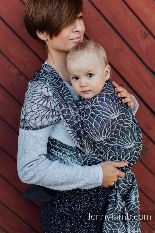 Baby Wrap, Jacquard Weave (100% linen) - LOTUS - BLACK - size L #babywearing