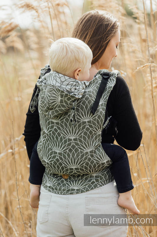 Ergonomische Tragehilfe LennyGo, Größe Toddler, Jacquardwebung, 100% Leinen - LOTUS - KHAKI   #babywearing