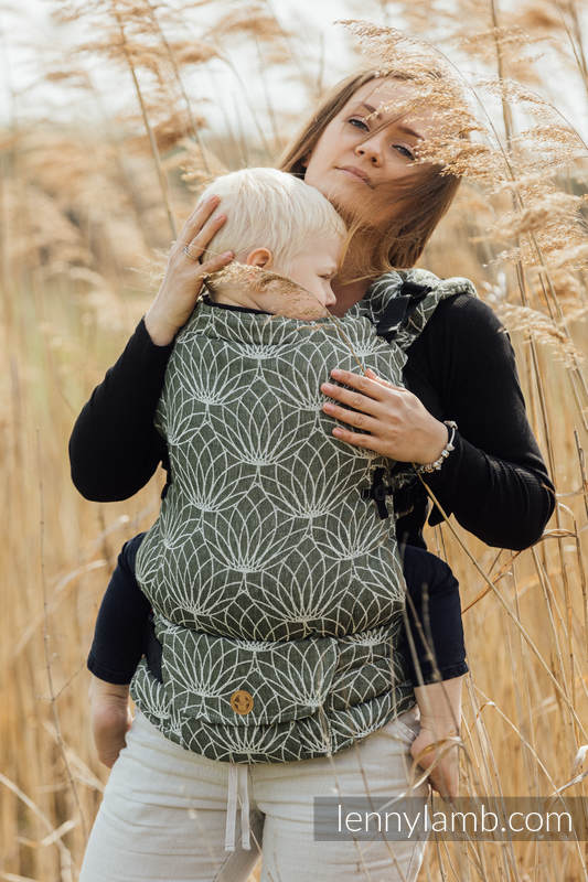 Porte-bébé LennyUpGrade, taille standard, jacquard, 100% Lin, LOTUS - KHAKI  #babywearing