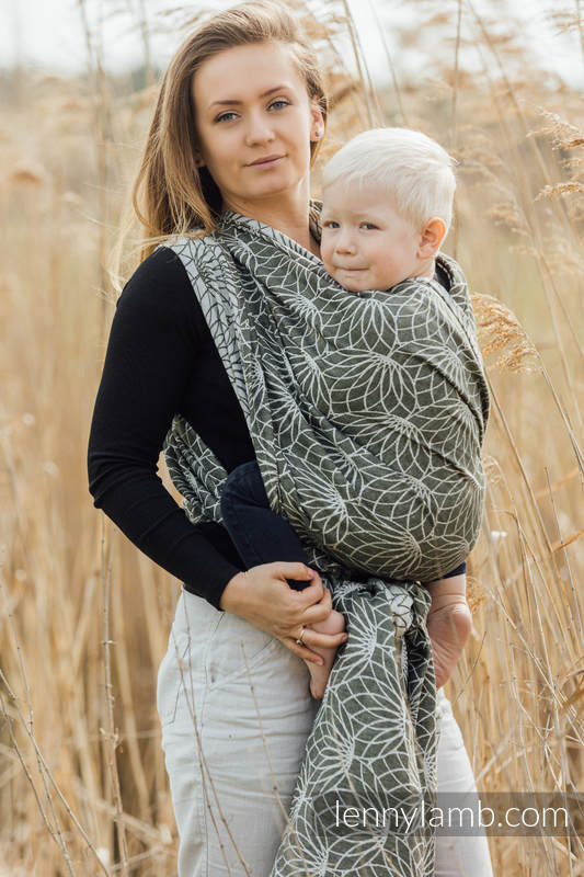 Fular, tejido jacquard (100% lino) - LOTUS - KHAKI - talla XS #babywearing